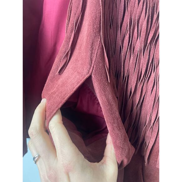 Vintage Cosa Nova Western Women’s Jacket Long Fringe Size Medium Rust Orange Red - Picture 14 of 16